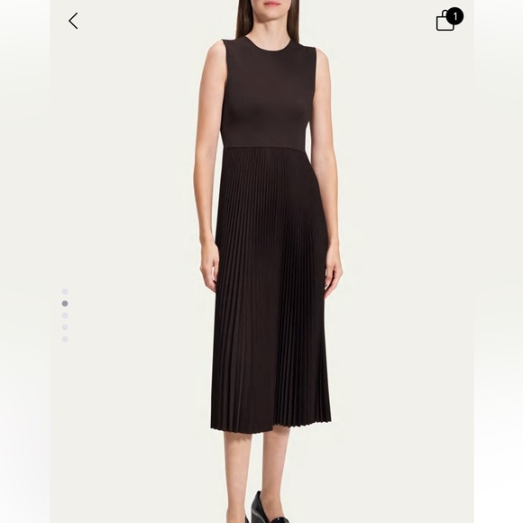 Theory Pleated Combo Dress in Stretch Wool-Blend - Picture 4 of 5